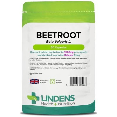 LINDENS Health + Nutrition Červená řepa 3500 mg 50 kapslí – Hledejceny.cz