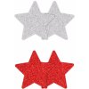 Erotický šperk NS Novelties Pretty Pasties Glitter Stars Red Silver 2 Pairs