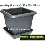 PLASTKON Hranatý květináč 40 x 40 cm s podmiskou antracit – Zboží Dáma