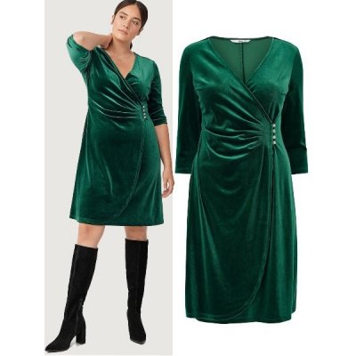 Dámské velurové společenské šaty zelená