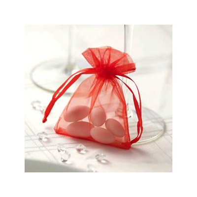 Sáček z organzy červený 10 ks - organzový pytlíček na svatební mandle a dárečky pro hosty – Zboží Mobilmania