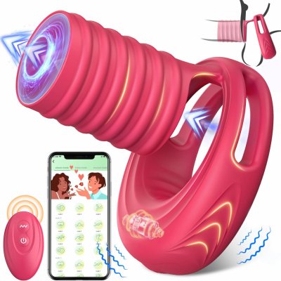 SuperLove Vibrating Cock Ring Penis Sleeve with Remote Red – Zbozi.Blesk.cz
