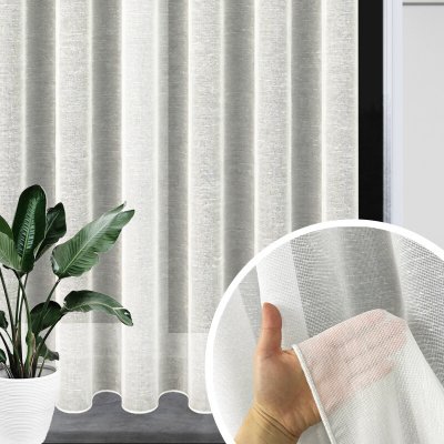 Voálová záclona strukturovaná přírodní bílá s olůvkem metraž Ervi N 4551 – Hledejceny.cz