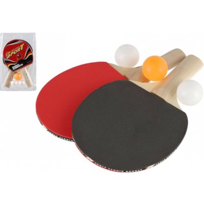 Sada stolní tenis/ping pong pálky dřevěné 2ks + míčky 3ks v blistru 19x30cm – Hledejceny.cz