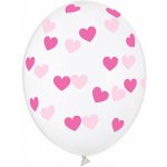 Latexový balonek průhledný s červenými srdíčky 30 cm – Zboží Dáma