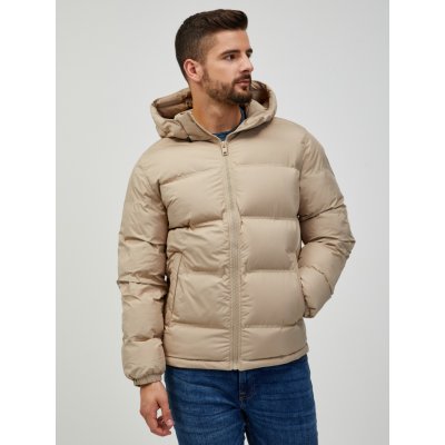 Jack & Jones Seamless prošívaná zimní bunda s kapucí béžová – Zboží Mobilmania