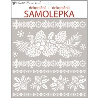 Anděl Samolepky bílé s glitry 38x31 cm šišky 10334 – Zbozi.Blesk.cz