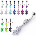 Piercingate piercing do pupíku stříbro kytičky PBV00520 čirá – Zboží Dáma