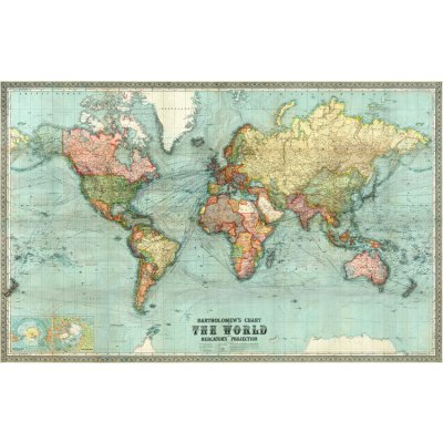 Plakát, Obraz - Bartholomew – mapa světa v Mercatorově projekci, 40 × 26.7 cm – Zbozi.Blesk.cz