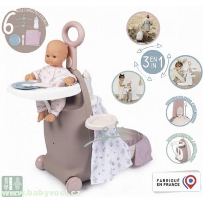 Smoby Přebalovací kufřík na kolečkách Suitcase 3in1 Baby Nurse s postýlkou a jídelní židlí