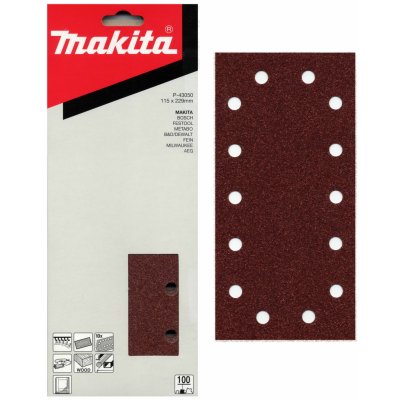 Makita P-43050 - brusný papír uchycení na suchý zip 115x229mm, zr. K100 (balení 10ks) odsávacích otvorů 14 – Hledejceny.cz