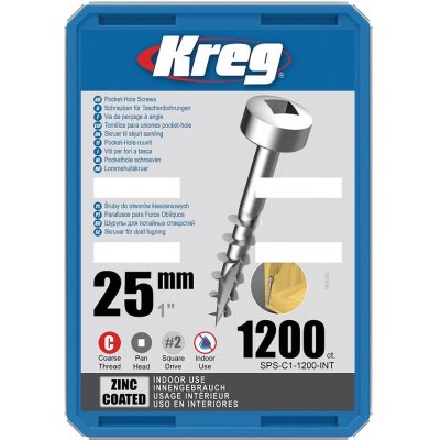 Kreg Zinc Pan-Head Šrouby pro skryté spoje 25 mm hrubý závit 1200 ks – Hledejceny.cz