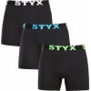Boxerky, trenky, slipy, tanga Styx 3 Pack pánské funkční boxerky černé (3W96012)