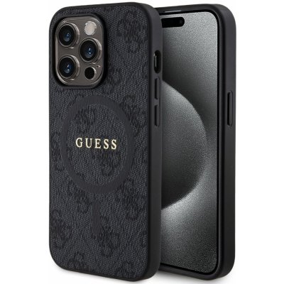 Guess PU Leather 4G Colored Ring MagSafe iPhone 14 Pro černé