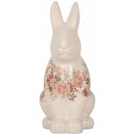 Béžová keramická dekorace králík s růžemi Rosien L - 16*12*28 cm – Zboží Dáma