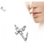 Šperky4U zahnutý piercing do nosu motýlek N0082-C – Zboží Dáma