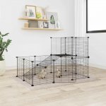 vidaXL 20panelová ohrádka pro zvířata s dvířky černá 35 x 35 cm ocel 9799.3114061 – Sleviste.cz