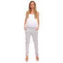 Be MaaMaa těhotenské bavlněné kalhoty tepláky s pružným pásem šedé