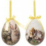 Sada 2 ks žluto-hnědá velikonoční vajíčka se zajíčky – 11x15 cm – Hledejceny.cz