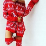 Fashionweek Prodloužený vánoční svetr tunika oversized NB14836 Červená – Zboží Mobilmania