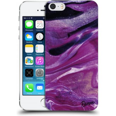 Pouzdro Picasee silikonové Apple iPhone 5/5S/SE - Purple glitter čiré – Zboží Mobilmania