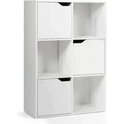 Costway Knihovna se 3 skříňkami a 3 policemi, bílá, 60x29x90 cm HW63873WH – Sleviste.cz