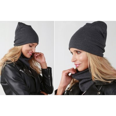 Fashionweek zimní set čepice a šála pletený tunel na fleece ZIZI-B3 grafitová – Hledejceny.cz