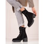 Klasické dámské kotníčkové boty na širokém podpatku černé – Zboží Mobilmania