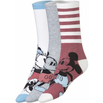 Dámské ponožky 3 páry Mickey Mouse šedá / růžová