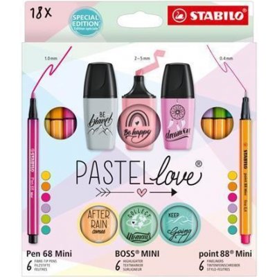 STABILO Psací sada Boss Mini Pastellove 18 různých barev 77/5-8-5 – Zboží Mobilmania