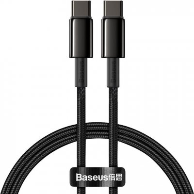 Baseus Tungsten Gold rychlonabíjecí / datový kabel USB-C na USB-C 100W 2m, černá – Zboží Mobilmania