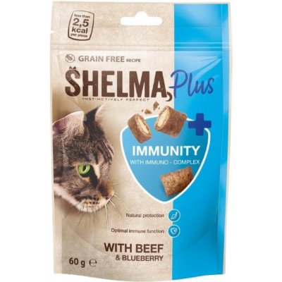 Shelma Cat Snack Immunity polštářky hovězí borůvka 60 g – Sleviste.cz