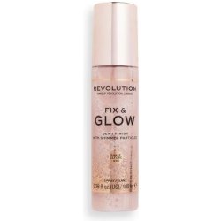 Makeup Revolution London Fix & Glow Dewy Finish rozjasňující fixační sprej na make-up 100 ml