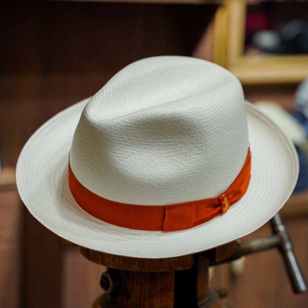 Panamský klobouk střední krempa od Borsalino Medium-brimmed Fine Panama  hnědá stuha | Srovnanicen.cz