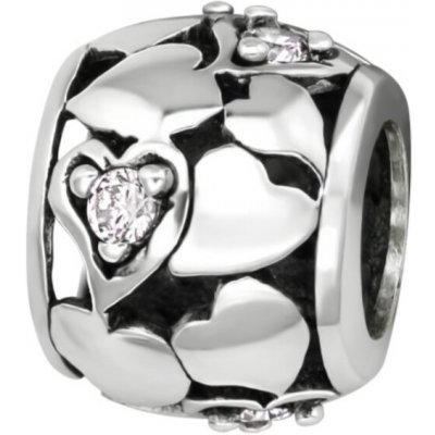 Majya MAY STORY stříbrný korálek HEARTS s čirými zirkony 11915 – Zboží Dáma