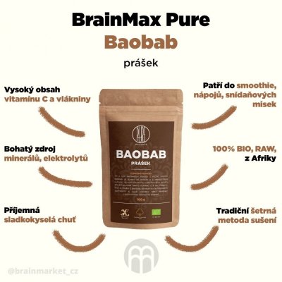 BrainMax Pure Baobab BIO prášek 100 g – Hledejceny.cz