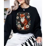Roztomilá liška květy listy unisex mikina černá – Zboží Dáma