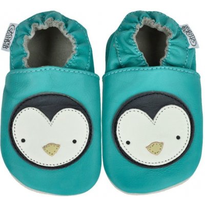 Capiki Kožené capáčky tučňáček na tyrkysové – Zboží Dáma