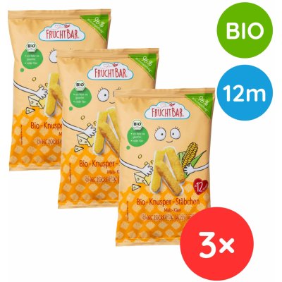 FruchtBar BIO Kukuřičné křupky se sýrem nesolené 3 x 30 g – Hledejceny.cz