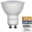 McLED LED žárovka GU10 2,8W 25W neutrální bílá 4000K , reflektor 110°