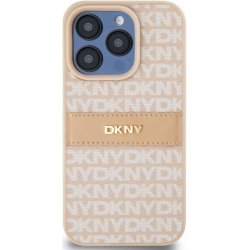 DKNY PU Leather Repeat Pattern Tonal Stripe pro iPhone 15 Pro Pink