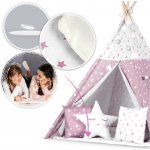 Nukido teepee stan pro děti se světly růžový s hvězdičkami – Sleviste.cz
