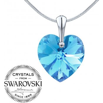 SILVEGO stříbrný přívěsek Srdce Aquamarine 1 se Swarovski Crystals LSW015P