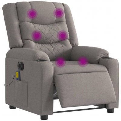 vidaXL Elektrické masážní polohovací křeslo taupe textil 3310258 – Zboží Dáma
