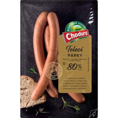 Chodura Telecí párky v přírodním střívku 80% masa 460 g – Zboží Dáma