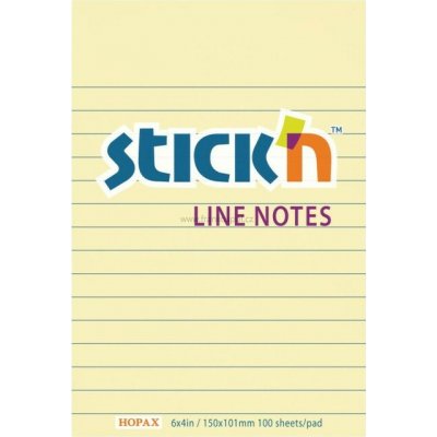 Samolepicí bloček Stick'n by Hopax, 150 x 101 mm, 100 lístků, linkovaný, žlutý – Hledejceny.cz