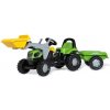 Šlapadlo Rolly Toys šlapací traktor Deutz Agrolux s přívěsem a čelním nakladačem Rolly Kid