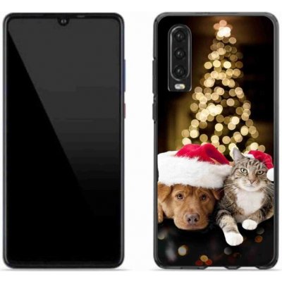 Pouzdro mmCase Gelové Huawei P30 - vánoční pes a kočka
