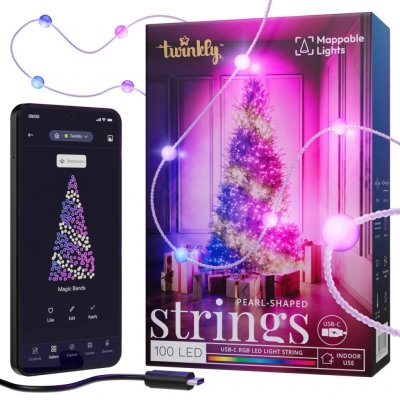Twinkly TWKP100RGB-T LED RGB Stmívatelný vánoční řetěz 100xLED 8 m USB Wi-Fi TW0050 – Hledejceny.cz