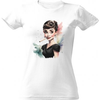 Tričko s potiskem Audrey Hepburn dámské Bílá